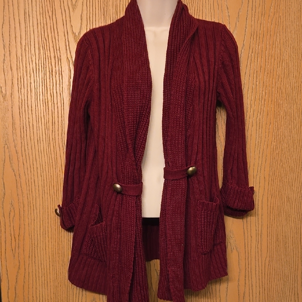 Women's Burgundy Sweater, 3/4 Sleeve